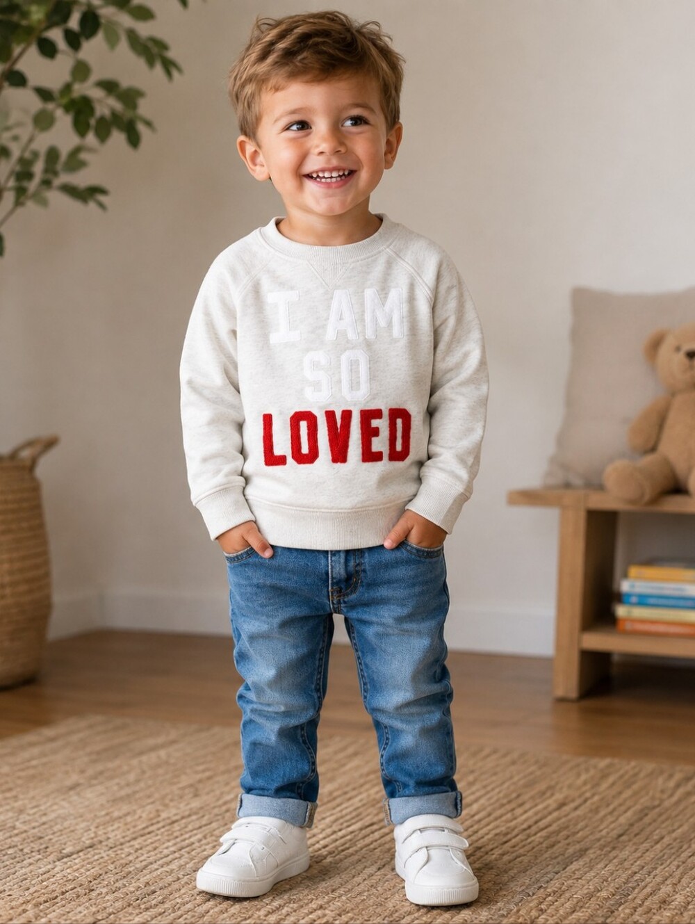 OLD NAVY BOYS "I AM SO LOVED" SWEATSHIRT SZ 3T